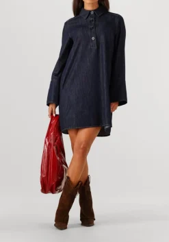donkerblauwe second female mini jurk dera denim tunic dress