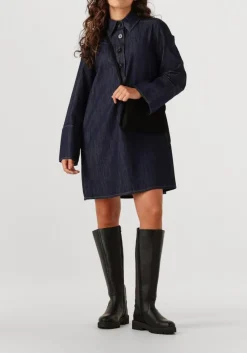 donkerblauwe second female mini jurk dera denim tunic dress