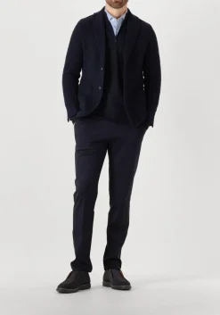 donkerblauwe stefano lauran trui half zip anders