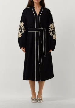 donkerblauwe stella forest midi jurk e24ro012