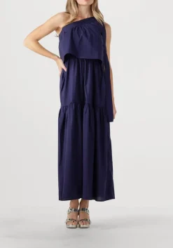 donkerblauwe vanessa bruno maxi jurk cora