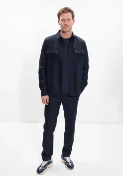 donkerblauwe wahts overshirt ewen stretch wool