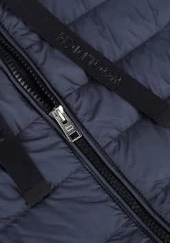 donkerblauwe woolrich leren jas quilted hooded jacket