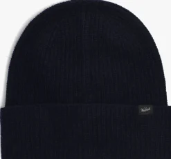 donkerblauwe woolrich muts knitted ribbed beanie