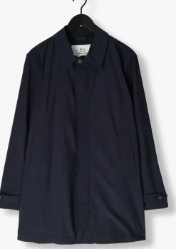 donkerblauwe woolrich regenjas city carcoat