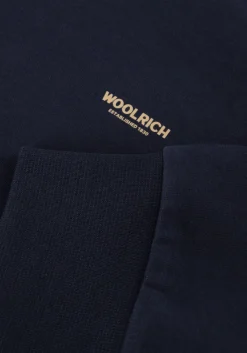 donkerblauwe woolrich trui logo interlock crewneck