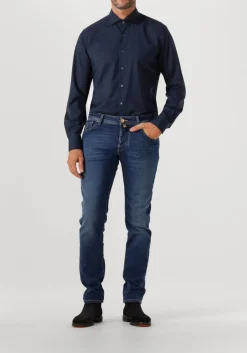 donkerblauwe xacus klassiek overhemd 11220 mop721ml