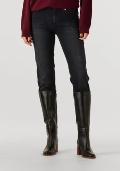 donkergrijze cambio slim fit jeans piper cropped shadow effect