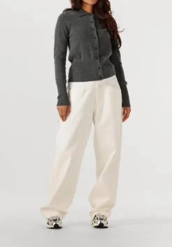 donkergrijze closed trui cardigan with collar