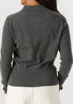 donkergrijze closed trui cardigan with collar