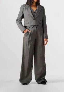 donkergrijze co'couture pantalon liane pleat pant