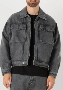 donkergrijze filling pieces spijkerjas denim jack washed