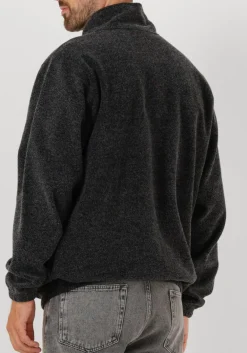 donkergrijze forét trui elm half zip sweatshirt
