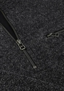 donkergrijze forét trui elm half zip sweatshirt