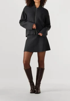 donkergrijze second female minirok siv knit short skirt