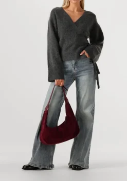 donkergrijze second female vest brook knit wrap cardigan