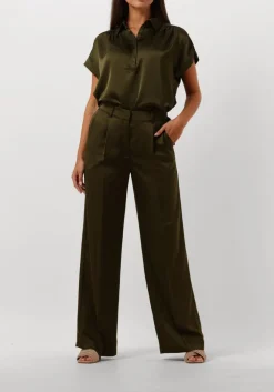 donkergroene dante6 pantalon zijden broek
