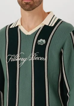 donkergroene filling pieces polo knit football jersey