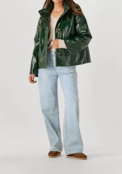 donkergroene mon frac jack short jacket cracquele - lined matelass