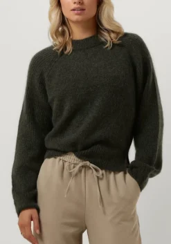 donkergroene second female trui brookline knit new o-neck