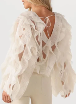 ecru dante6 blouses phora tulle ruffled top