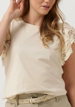 gebroken wit summum t-shirt jersey top tee with lace