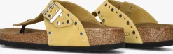 gele birkenstock teenslippers gizeh rivet border