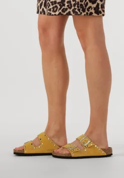 gele birkenstock teenslippers arizona rivet border