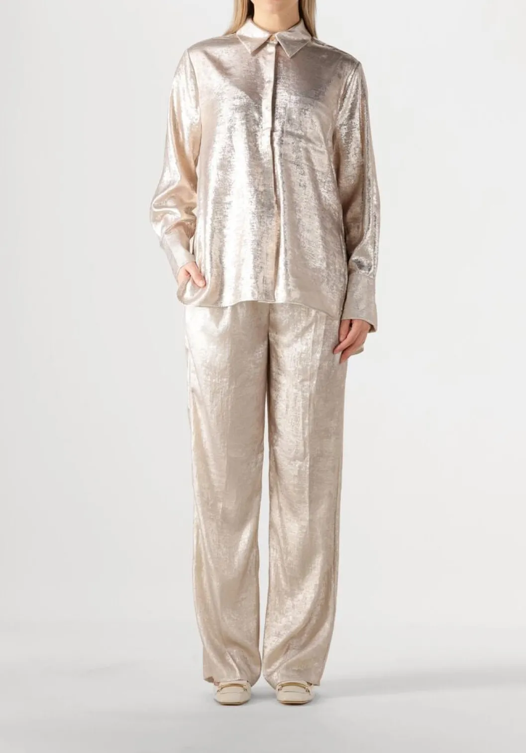 gouden dante6 blouses cathin metallic long shirt