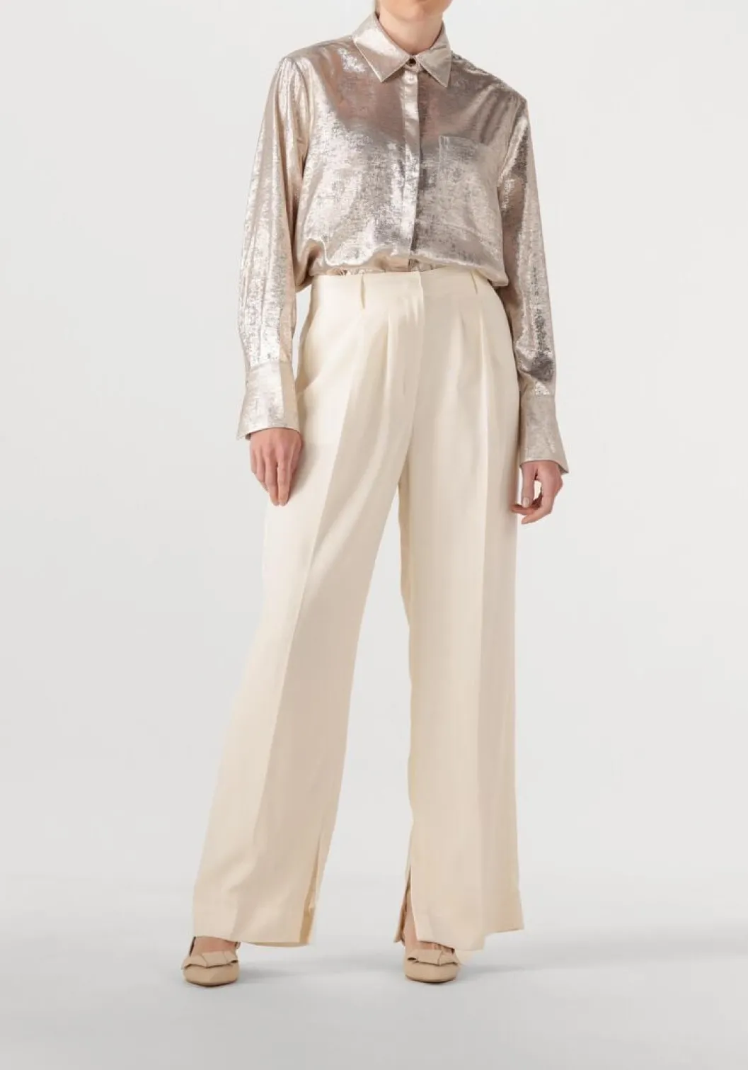 gouden dante6 blouses cathin metallic long shirt