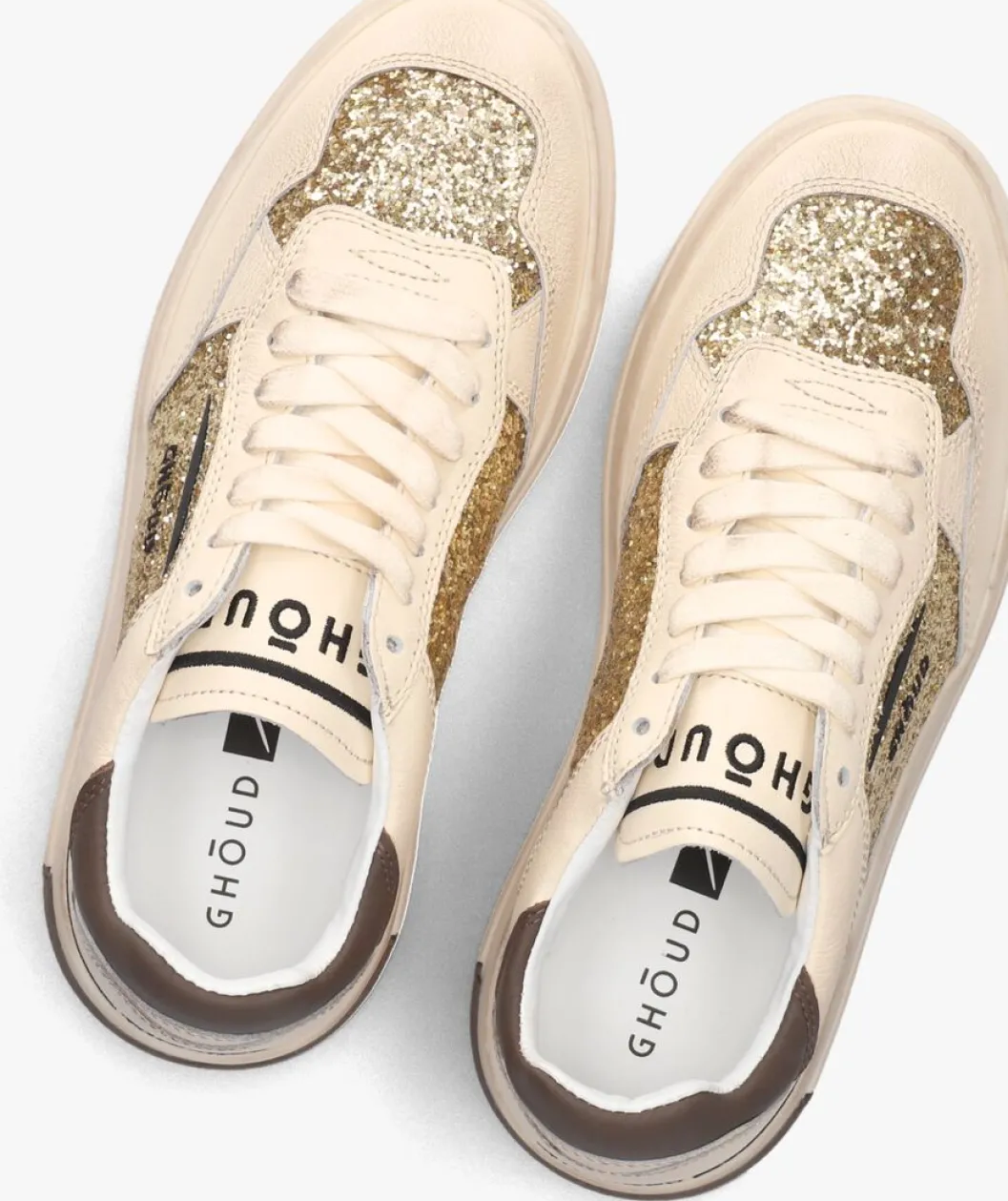 gouden ghoud lage sneakers glitter low sneaker