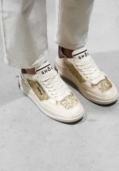 gouden ghoud lage sneakers glitter low sneaker
