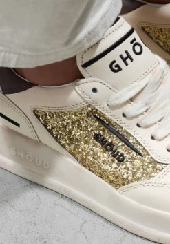 gouden ghoud lage sneakers glitter low sneaker