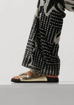 gouden lina locchi slippers 2 gesp slipper met studs
