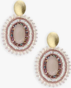 goudkleurig lott. gioielli oorbellen filled oval 3 rimgs with stone l