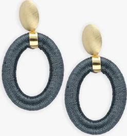 goudkleurig lott. gioielli oorbellen oval with bead threated l