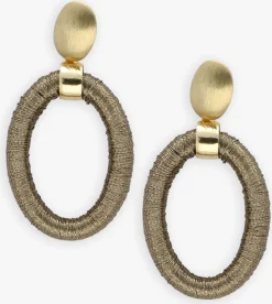 goudkleurig lott. gioielli oorbellen oval with bead threated s