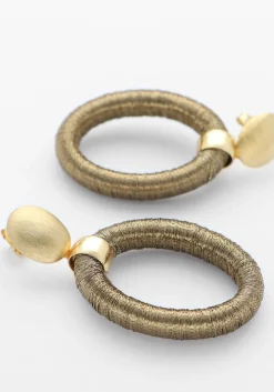 goudkleurig lott. gioielli oorbellen oval with bead threated s