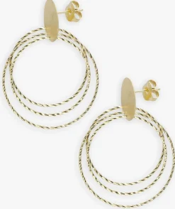 goudkleurig lott. gioielli sieraad brushed round triple hoops glow m