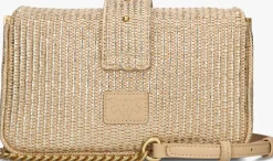 goudkleurig pinko schoudertas love one mini slouchy