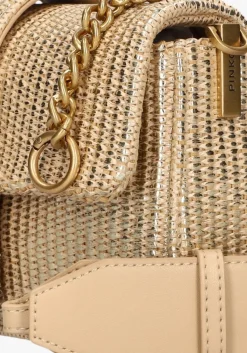 goudkleurig pinko schoudertas love one mini slouchy