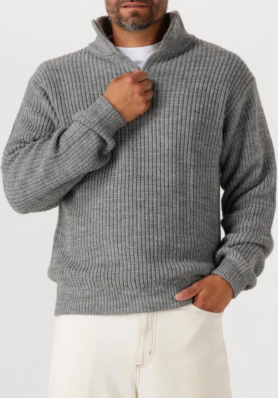 grijze american vintage trui crashway half zip h