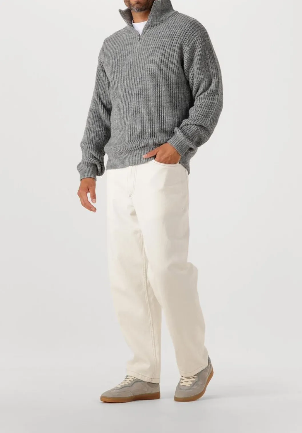 grijze american vintage trui crashway half zip h