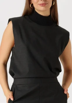 grijze co'couture gilet kaya rib turtleneck vest