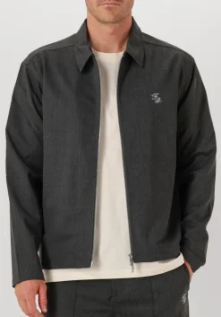 grijze filling pieces overshirts coach jacket twill wool