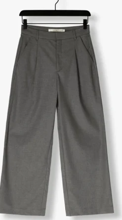 grijze gestuz wijde broek gzpaula melange mw wide pants