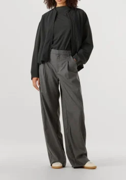 grijze gestuz wijde broek gzpaula melange mw wide pants