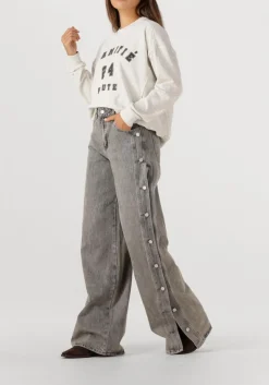 grijze haute l'amitié wide jeans side panel button tall jeans