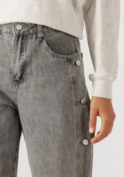 grijze haute l'amitié wide jeans side panel button tall jeans