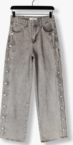 grijze haute l'amitié wide jeans side panel button tall jeans